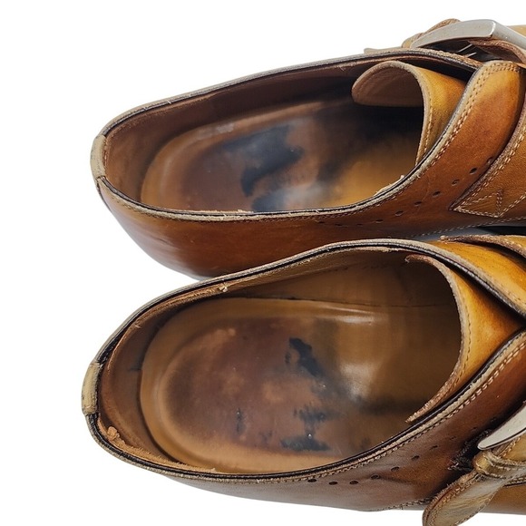 Magnanni Mallory Brown Leather Monk Strap Dress Shoe Slip On Loafers Size 9 - Picture 10 of 11